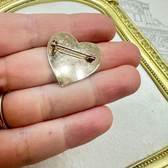 Vintage Jewelry Love Heart Brooch Red Heart Love Pin - Picture 3 of 3